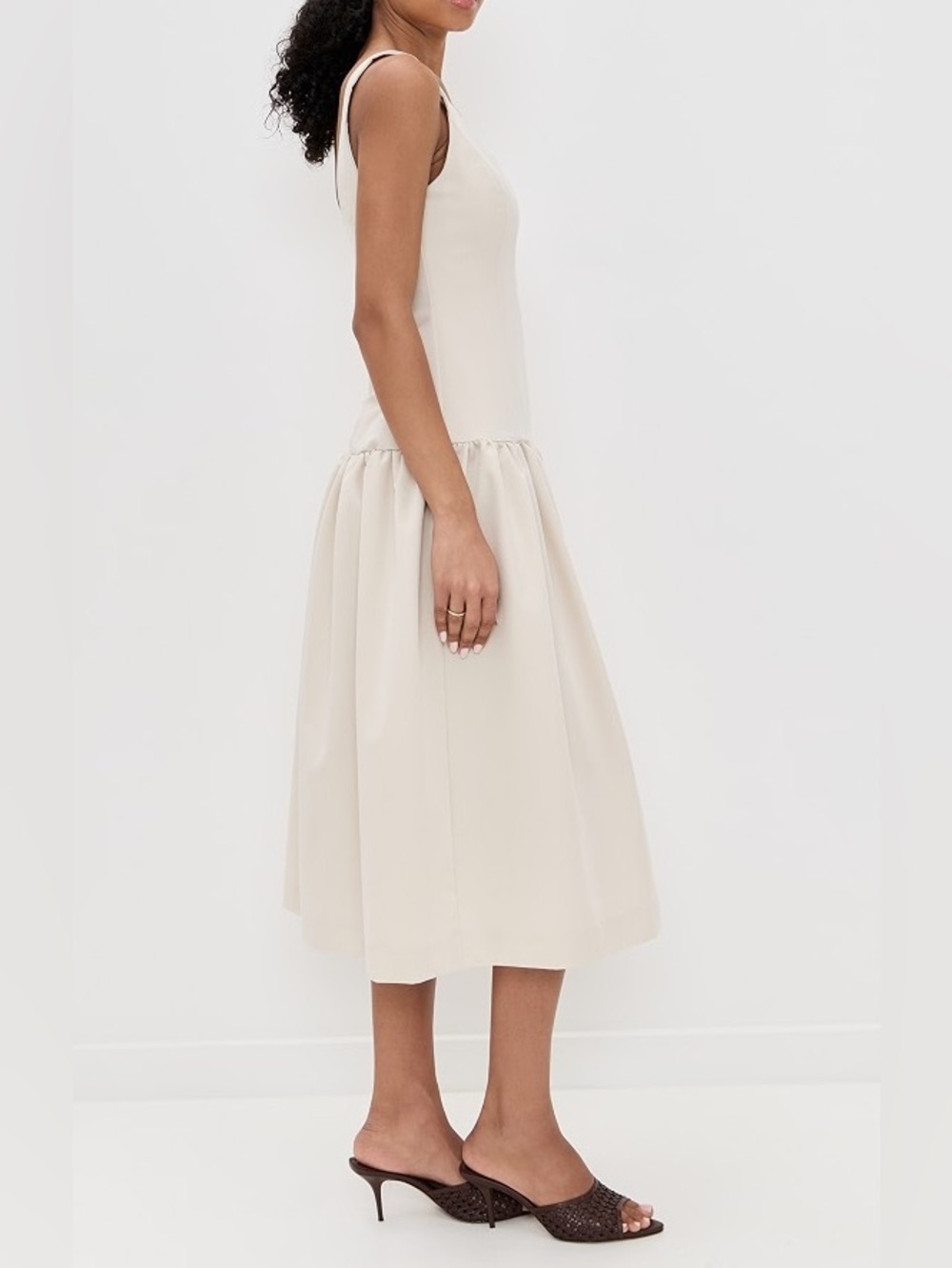 Endless Rose drop waist Sleeveless Cream Midi Dress